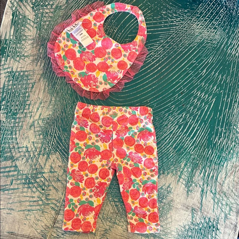 Nicole Miller Pink and Orange Kids Bib and Leggings Set